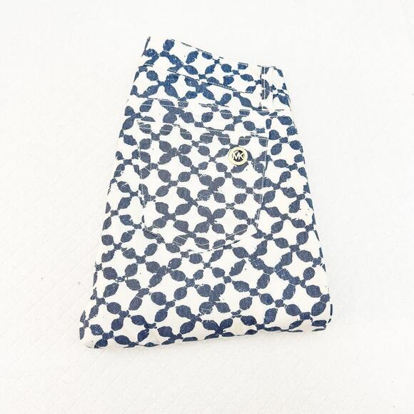 Michael Kors Skinny Jeans Cropped Blue Batik Pattened Denim Size 2 - Picture 1 of 9